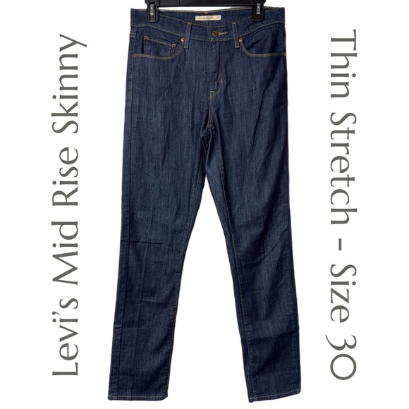 Levi's Denim - Levi’s‎ Mid Rise Skinny Jeans - Dark Wash - Stretch Denim - Size 30